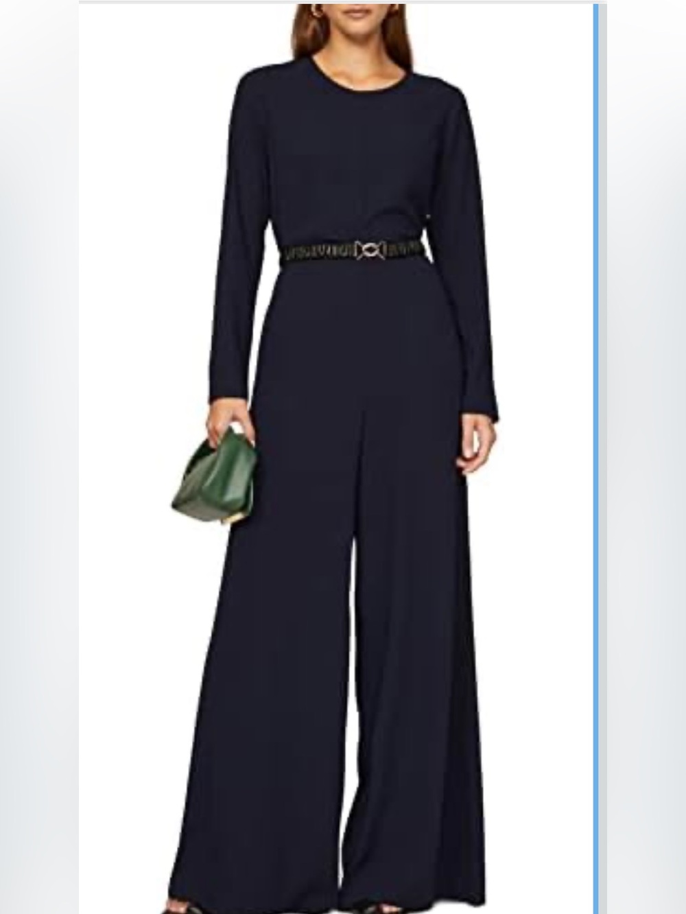 Adam Lippes Long Sleeve Wide Leg Jumpsuit in Navy size 0